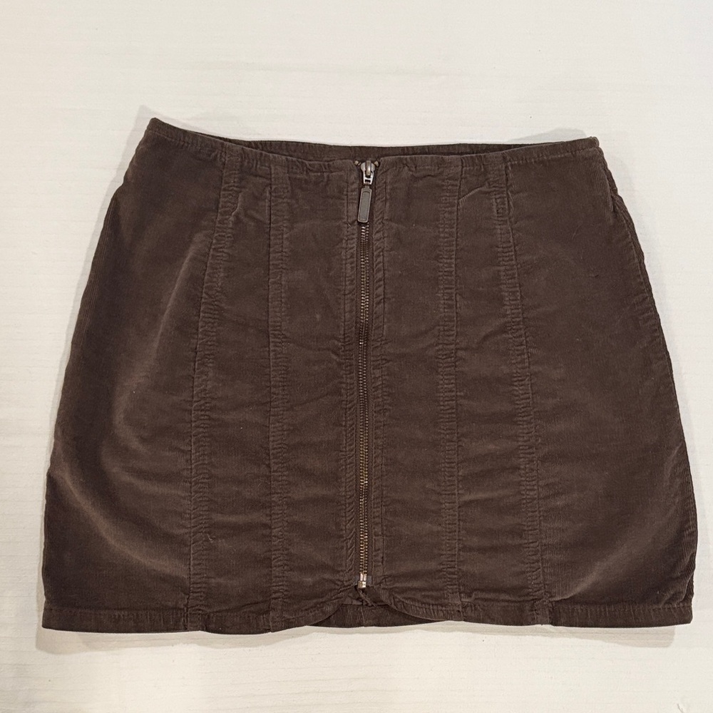 We the Free Brown Corduroy Front Zip Mini Skirt size 4